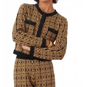 NEW SUNCOO geroma two-tone jacquard cardigan in camel